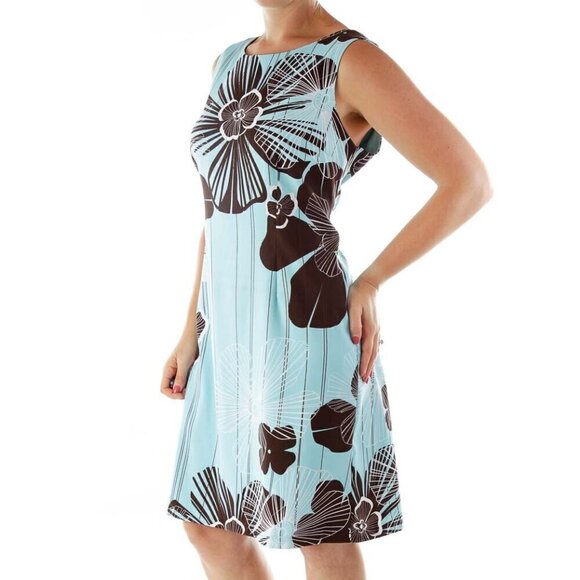 NorthStyle Baby Blue Flower Striped Shift Dress - Picture 2 of 3